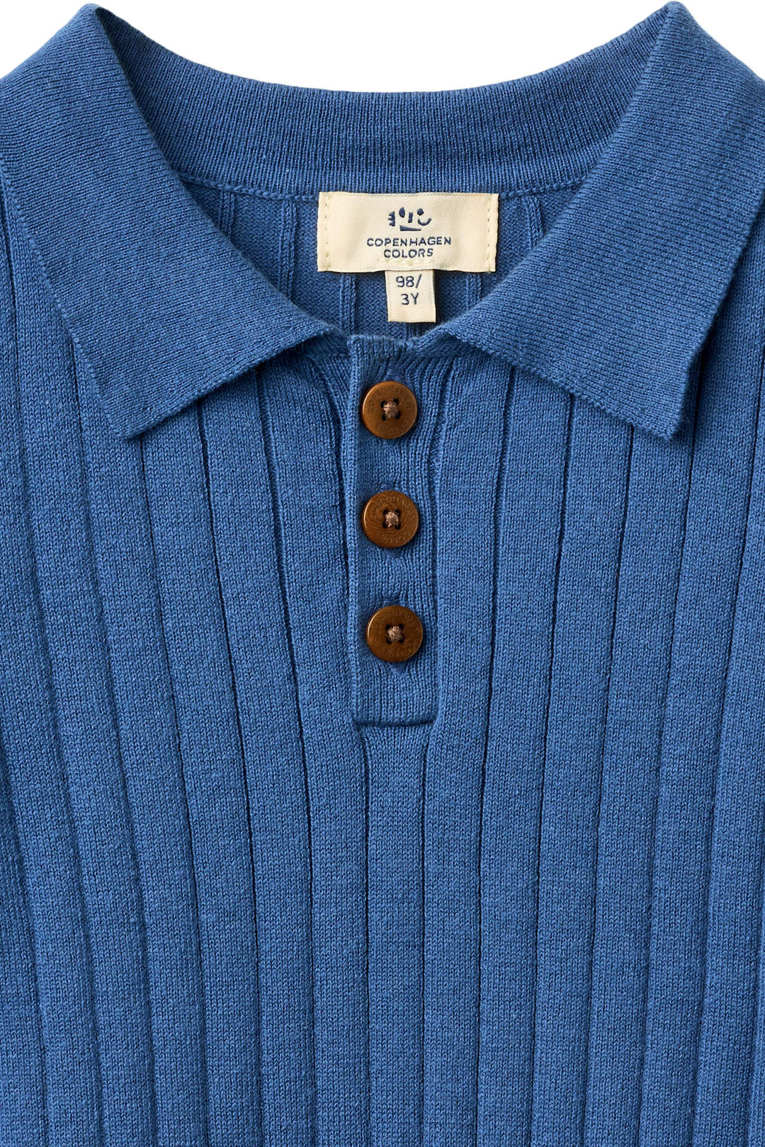 RIB KNITTED POLO - SHARP BLUE/CREAM COMB.