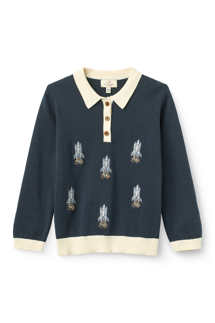 Polo w. Embroidery - Navy Rocket Comb.