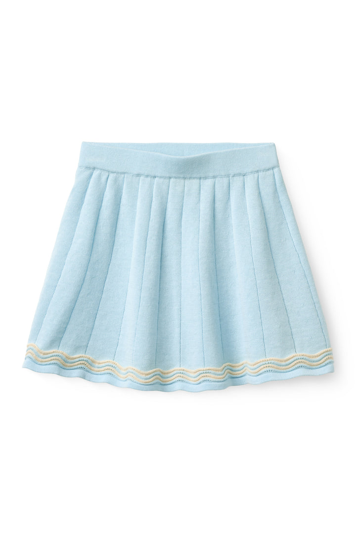 KNITTED TENNIS SKIRT - ICE BLUE/CREAM COMB.