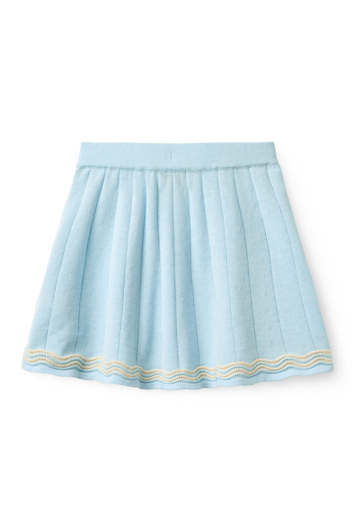 KNITTED TENNIS SKIRT - ICE BLUE/CREAM COMB.