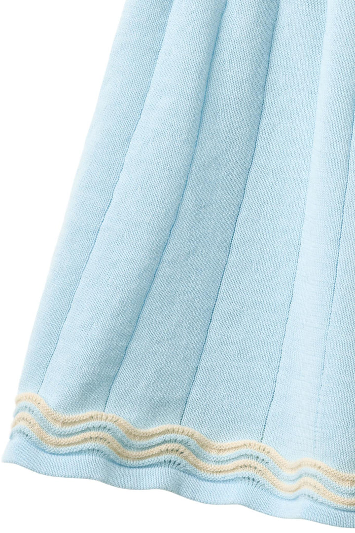 KNITTED TENNIS SKIRT - ICE BLUE/CREAM COMB.