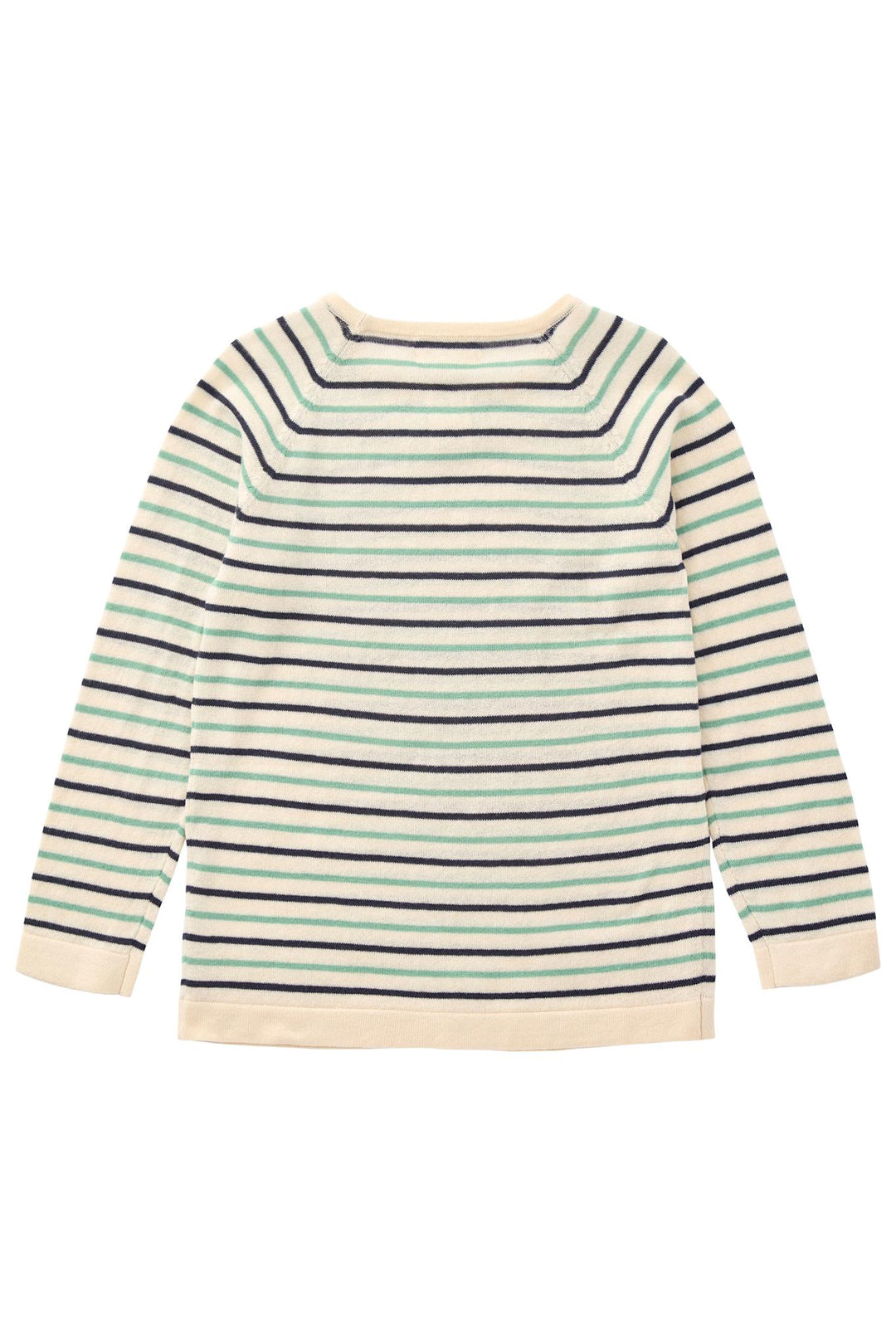 LT. KNITTED T-SHIRT LS - CREAM/NAVY/GREEN COMB.