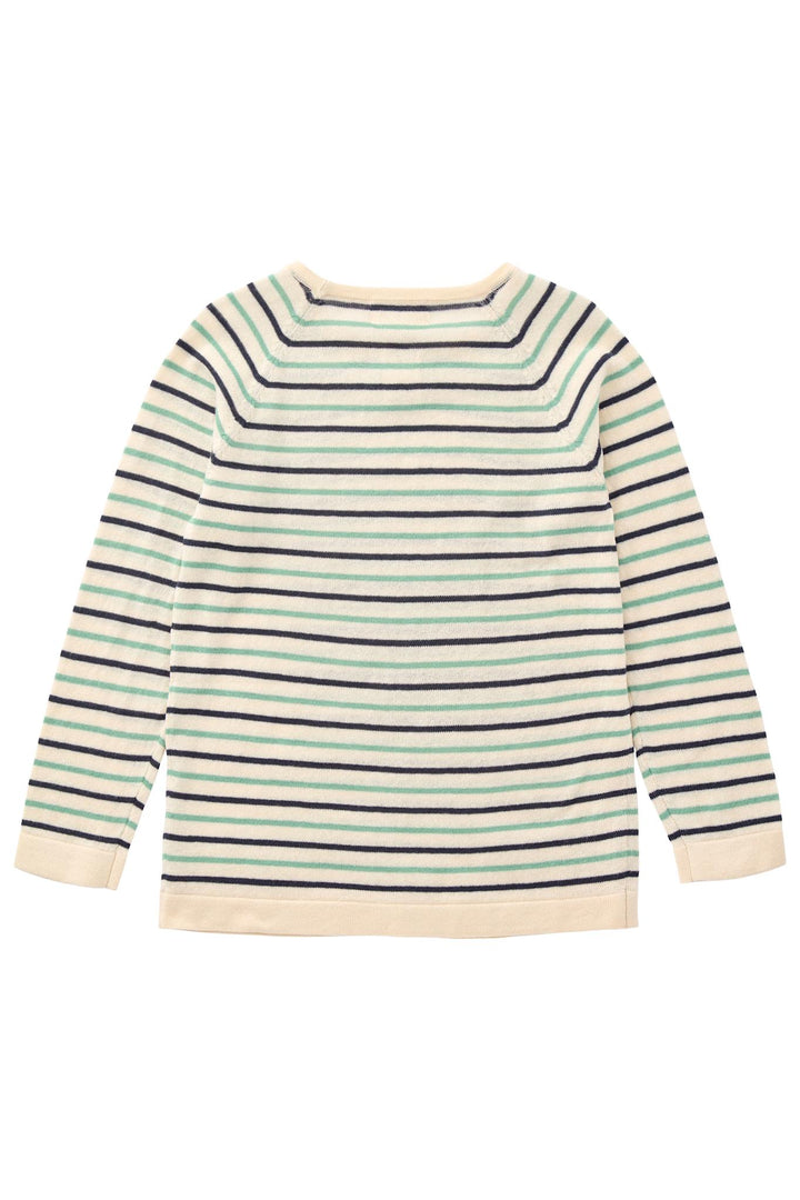 LT. KNITTED T-SHIRT LS - CREAM/NAVY/GREEN COMB.