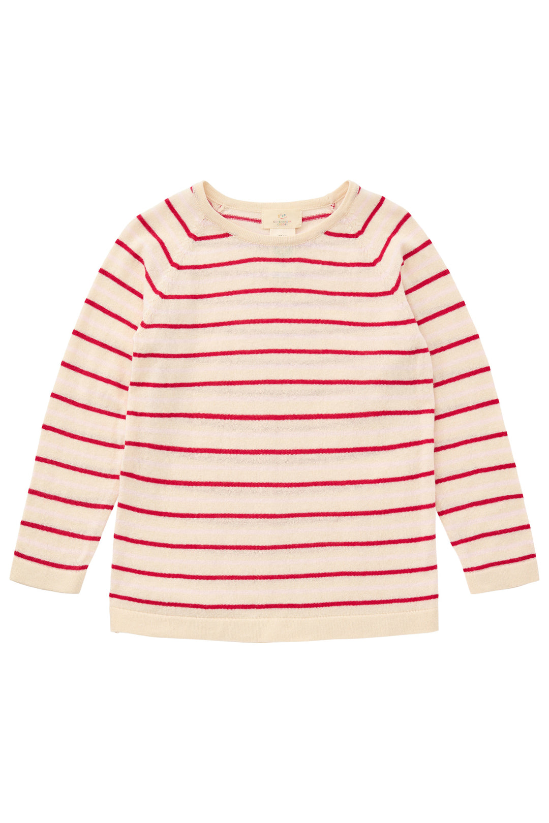 LT. KNITTED T-SHIRT LS - CREAM/DUSTY ROSE/BARRY COMB.