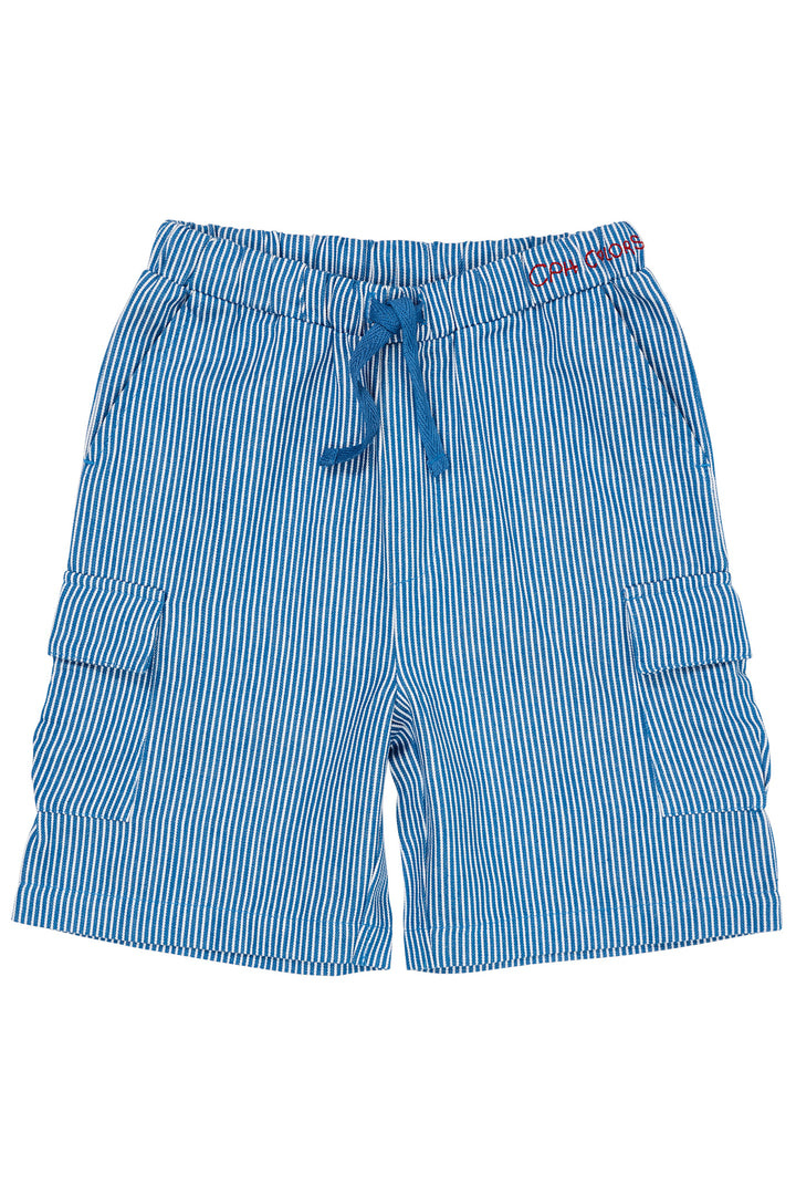 STRIPED POCKET SHORTS - SHARP BLUE STRIPE