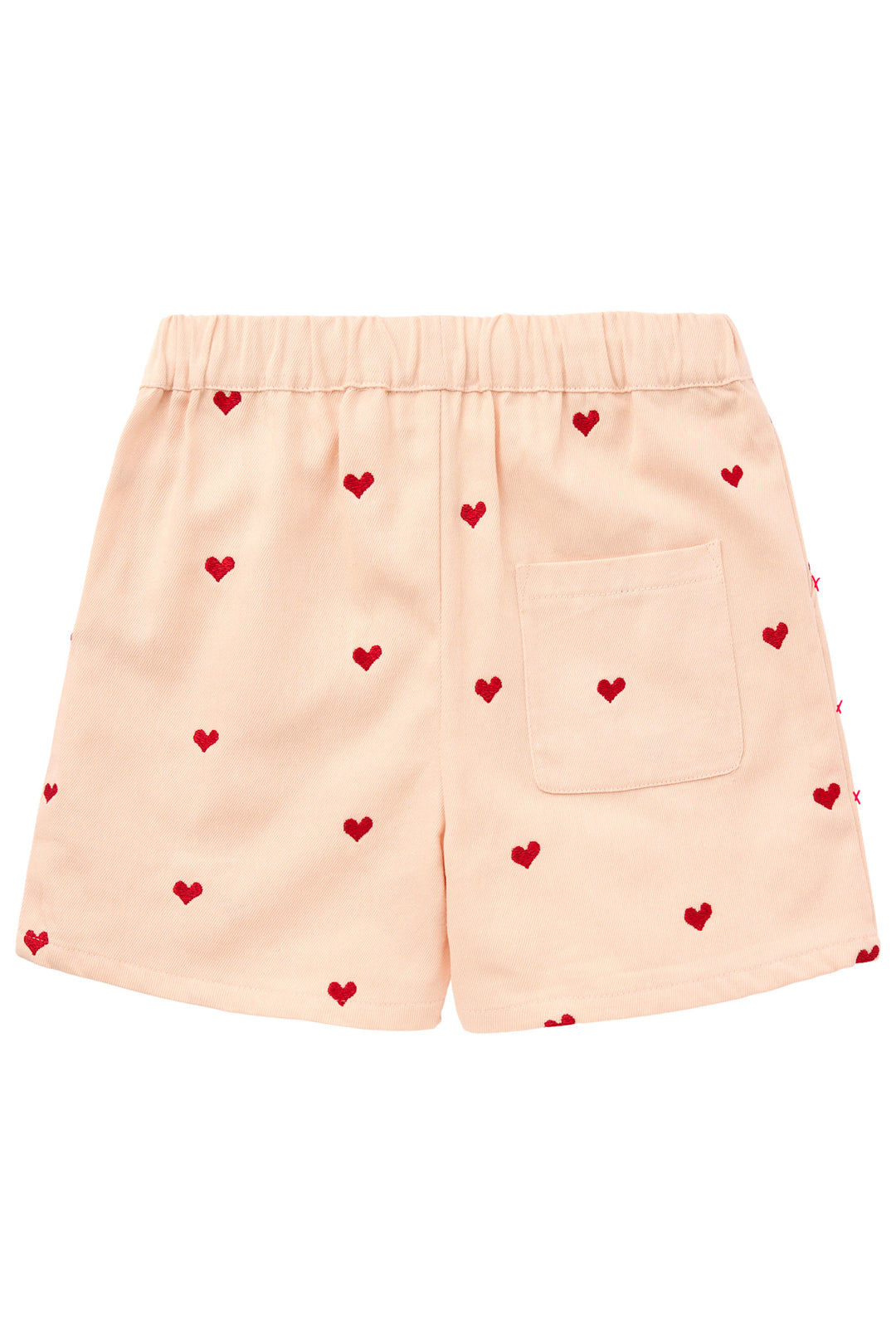 TWILL HEART SHORTS - DUSTY ROSE W. BERRY HEARTS