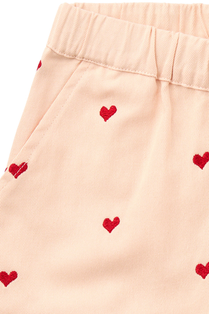 TWILL HEART SHORTS - DUSTY ROSE W. BERRY HEARTS
