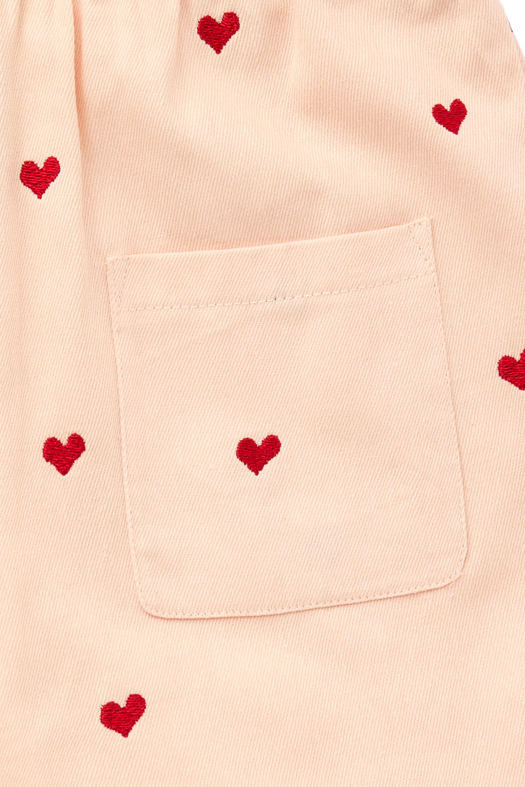 TWILL HEART SHORTS - DUSTY ROSE W. BERRY HEARTS