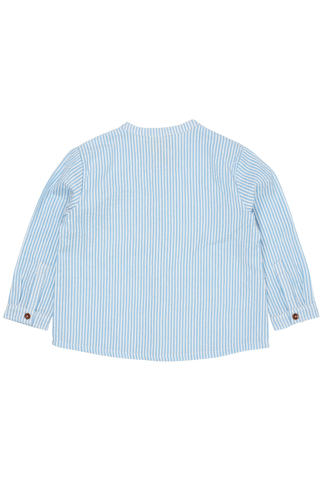 SEERSUCKER SHIRT W. PLACKET - SKY BLUE W CREAM STRIPE