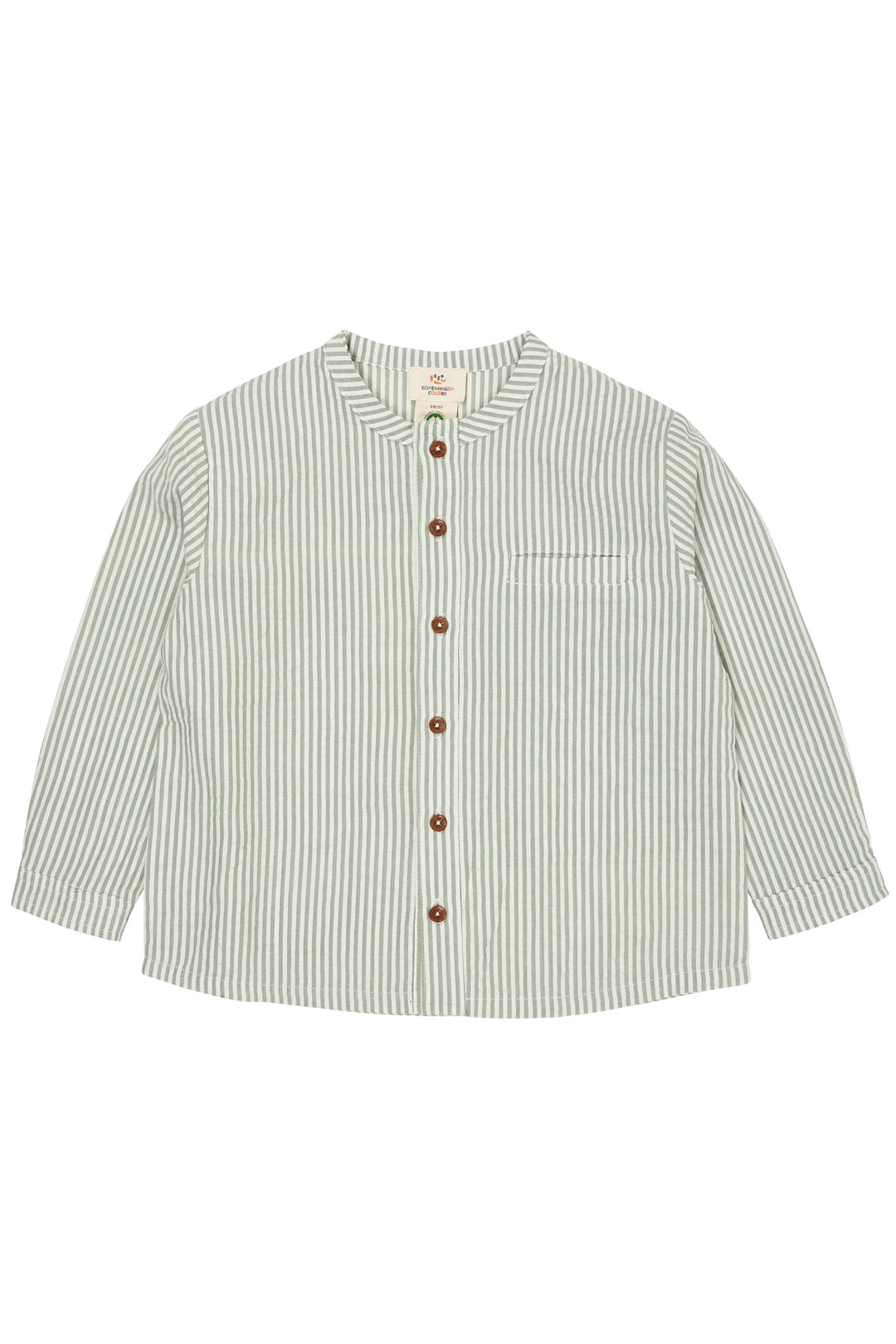 SEERSUCKER SHIRT W. PLACKET - GREEN W CREAM STRIPE
