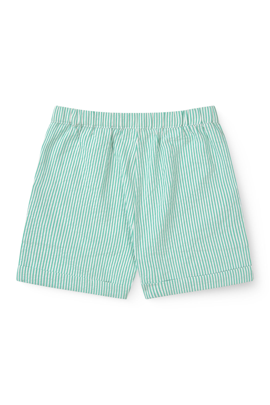 SEERSUCKER SHORTS SPORTY - SHARP GREEN W CREAM STRIPE