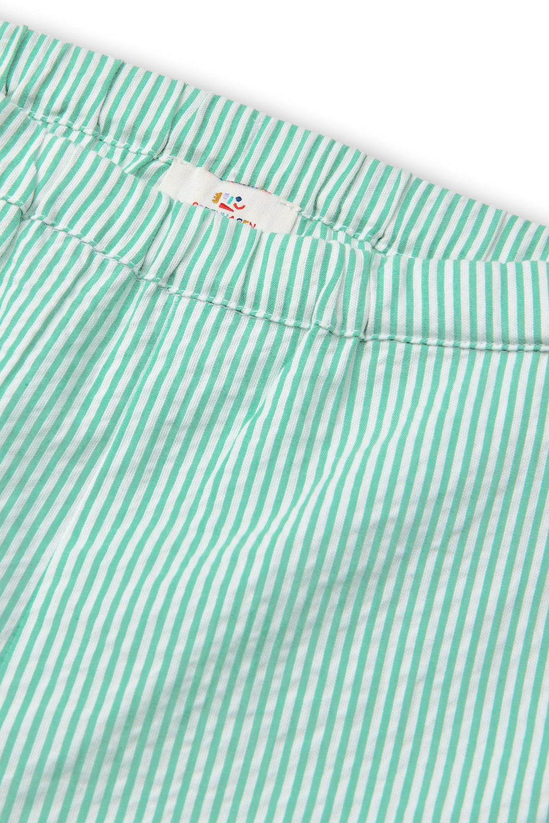 SEERSUCKER SHORTS SPORTY - SHARP GREEN W CREAM STRIPE