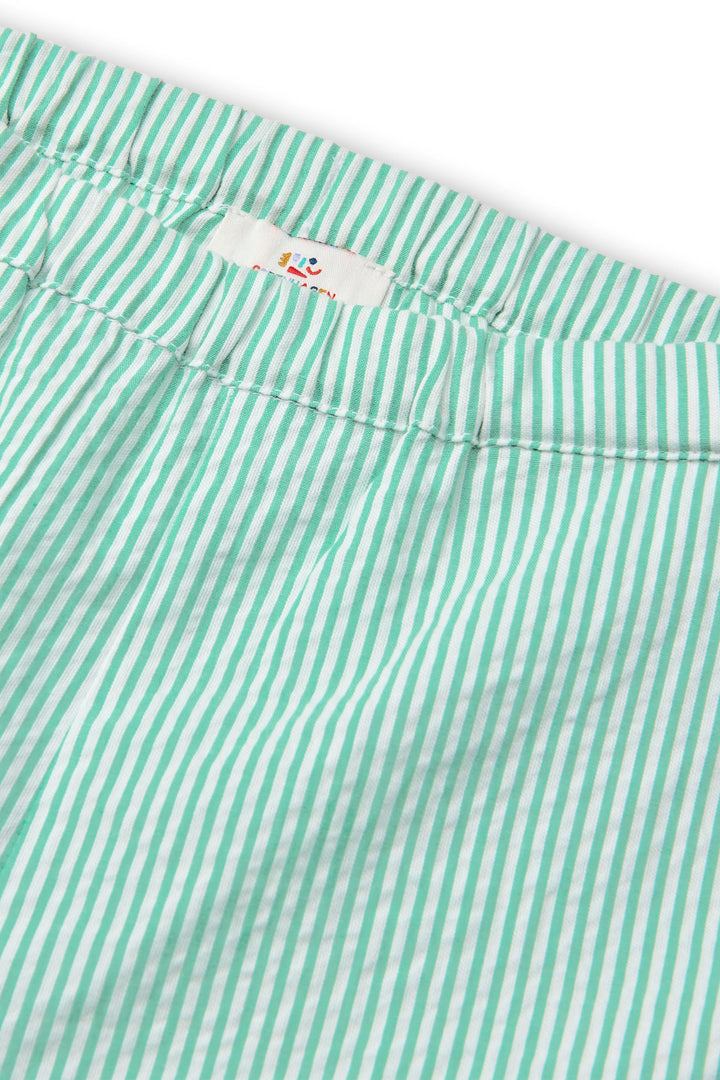 SEERSUCKER SHORTS SPORTY - SHARP GREEN W CREAM STRIPE