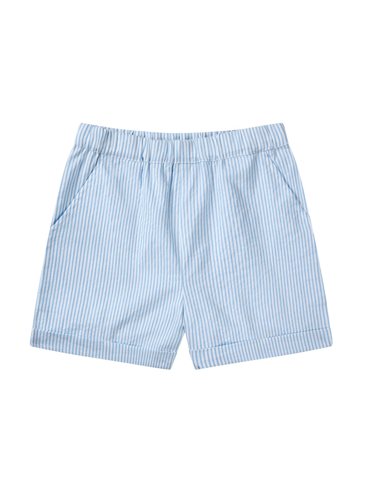 SEERSUCKER SHORTS SPORTY - SKY BLUE W CREAM STRIPE