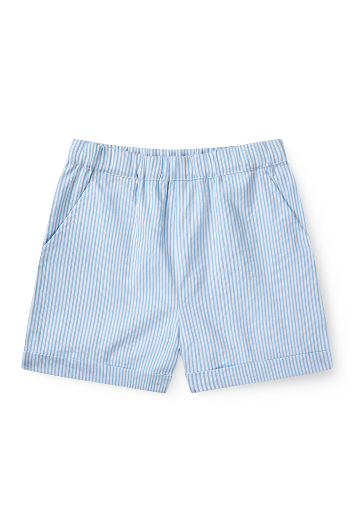 SEERSUCKER SHORTS SPORTY - SKY BLUE W CREAM STRIPE