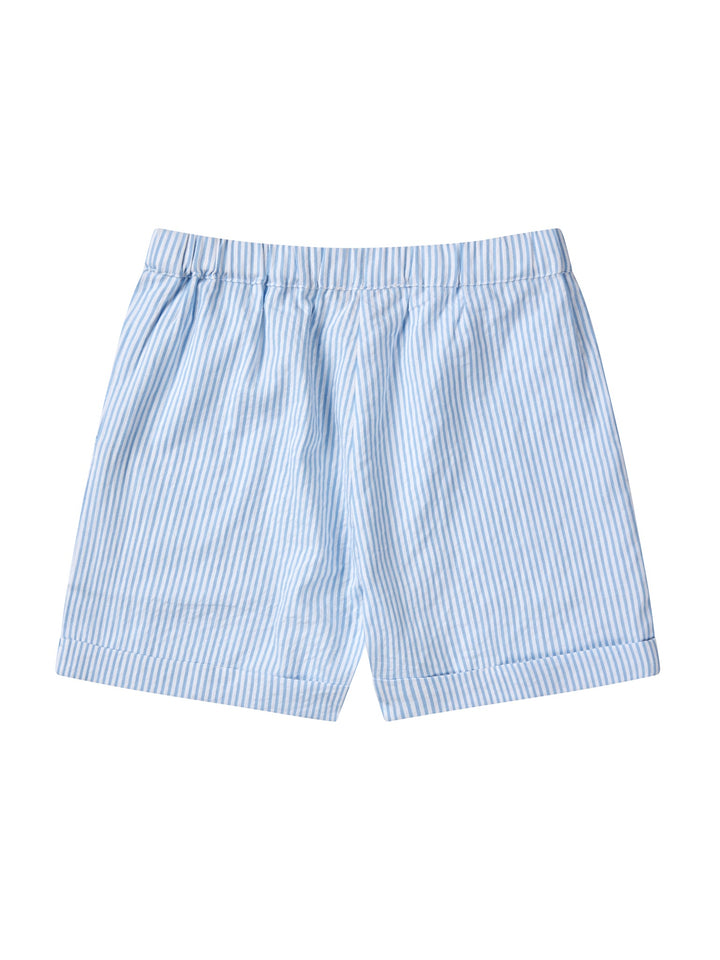 SEERSUCKER SHORTS SPORTY - SKY BLUE W CREAM STRIPE