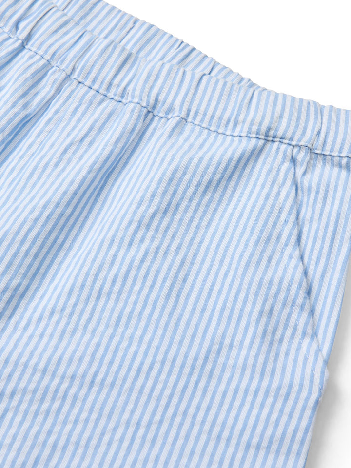 SEERSUCKER SHORTS SPORTY - SKY BLUE W CREAM STRIPE