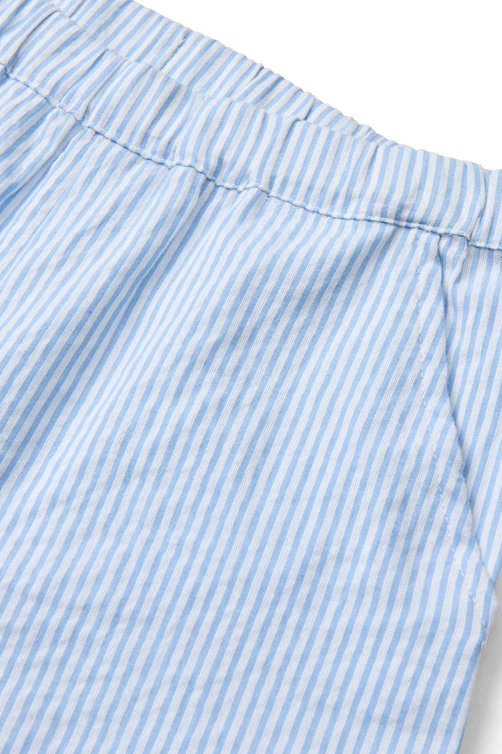 SEERSUCKER SHORTS SPORTY - SKY BLUE W CREAM STRIPE