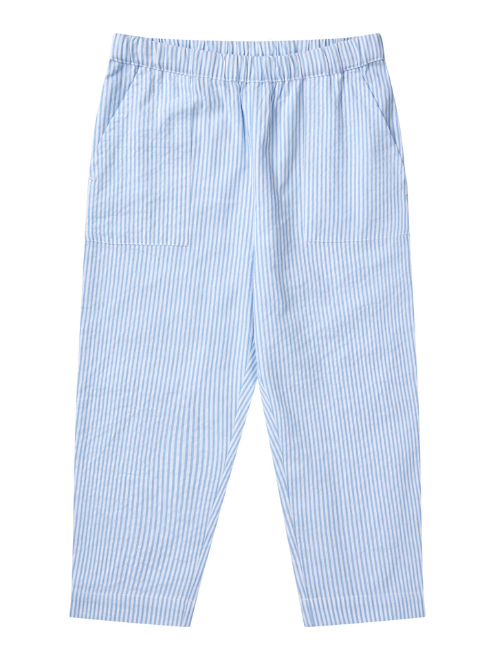 SEERSUCKER PANTS - SKY BLUE W CREAM STRIPE