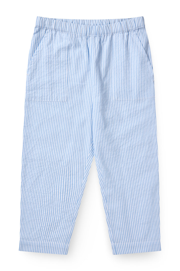 SEERSUCKER PANTS - SKY BLUE W CREAM STRIPE