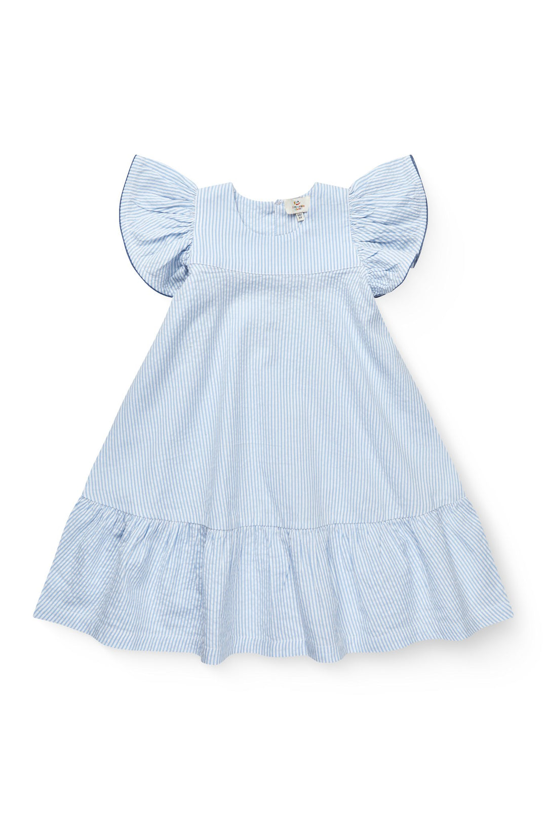 blue seersucker dress Blue and White Seersucker Midi Dress