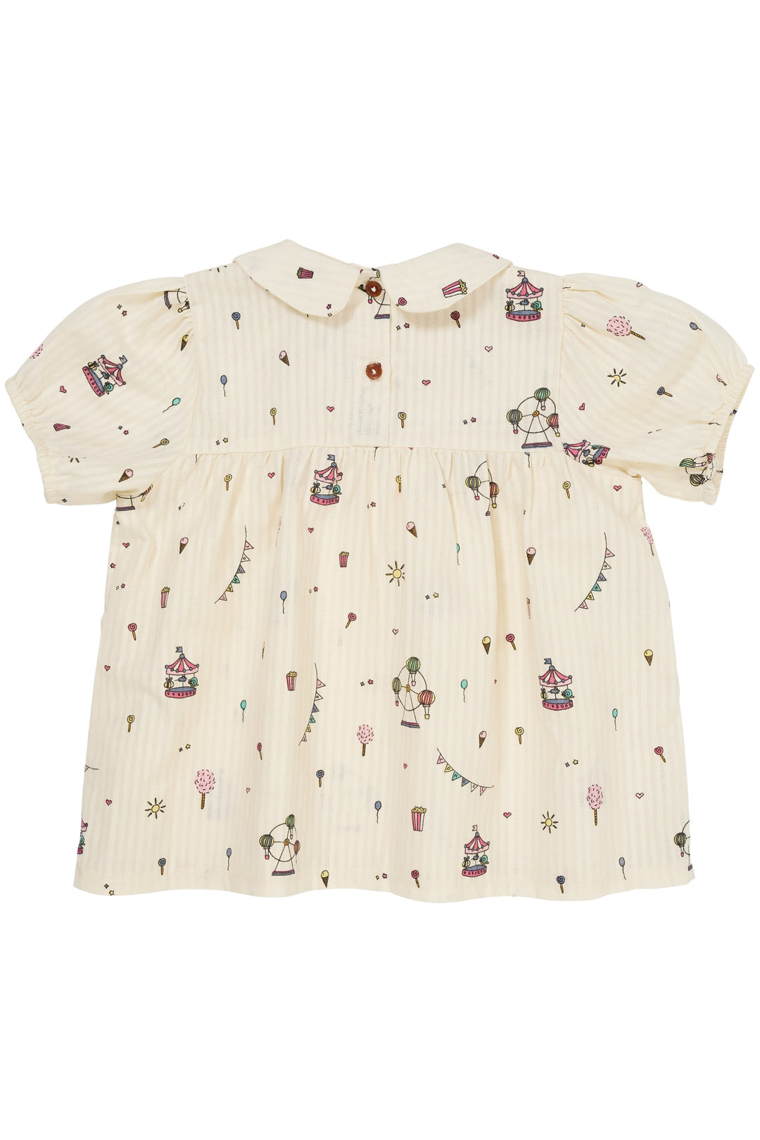 PRINTED BLOUSE W. COLLAR - CREAM PRINT