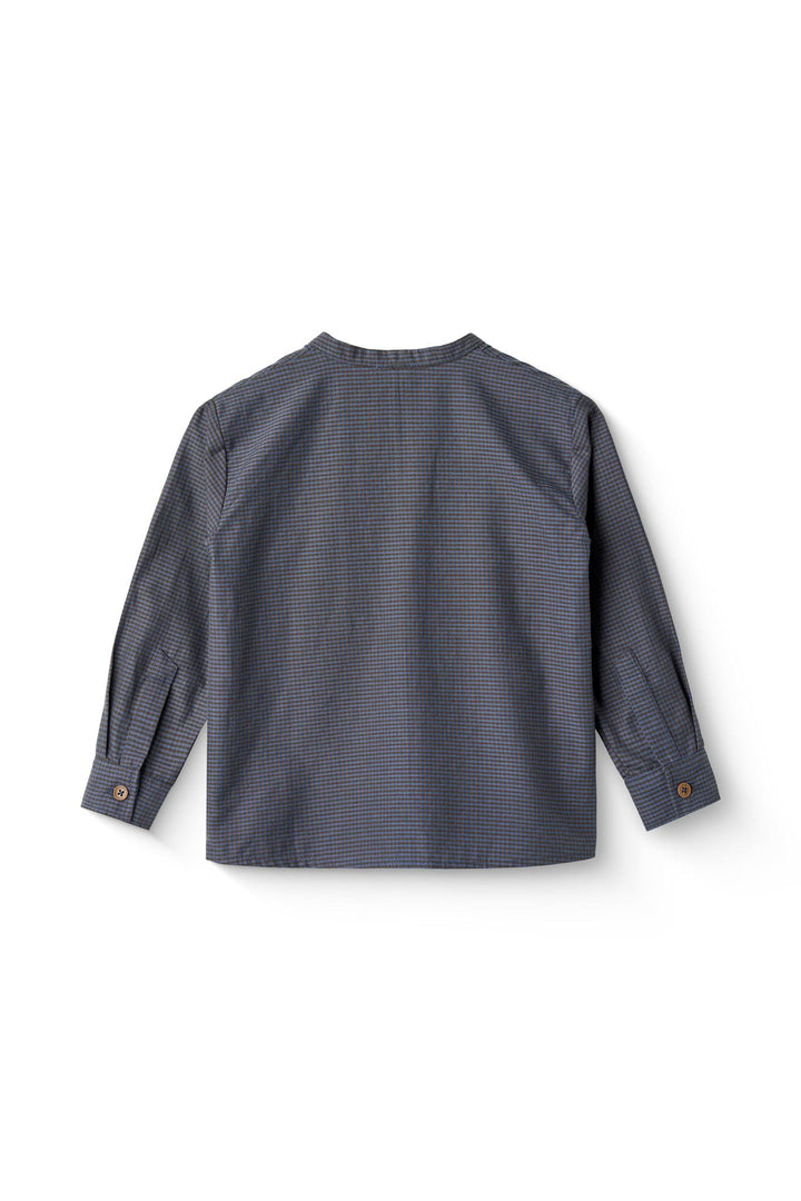 CHECK SHIRT W. PLACKET - BROWN BLUE CHECK COMB