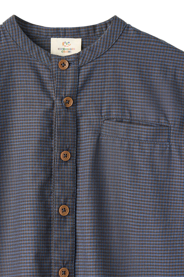 CHECK SHIRT W. PLACKET - BROWN BLUE CHECK COMB