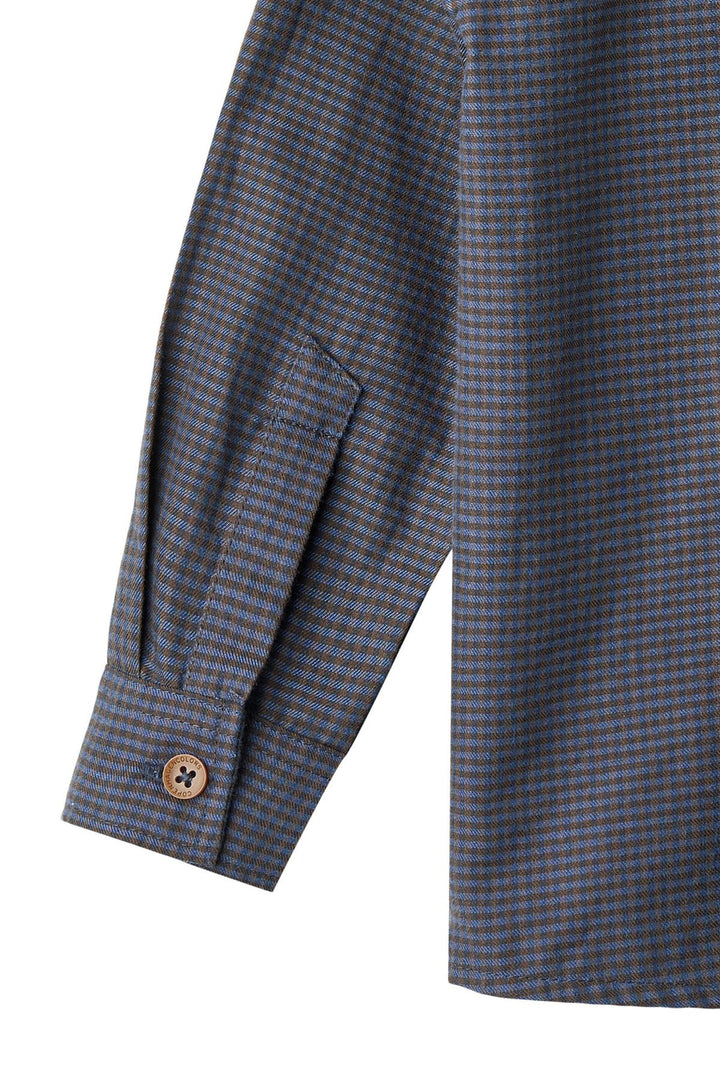 CHECK SHIRT W. PLACKET - BROWN BLUE CHECK COMB