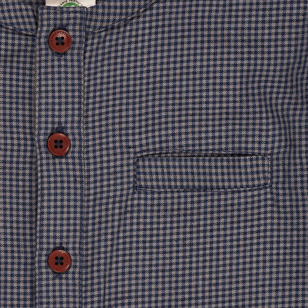 CHECK SHIRT W. PLACKET - BROWN BLUE CHECK COMB