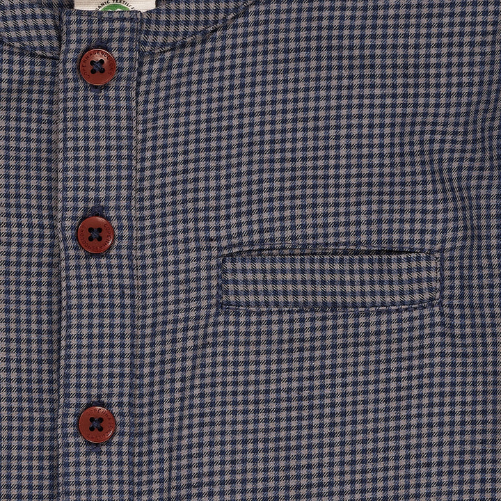CHECK SHIRT W. PLACKET - BROWN BLUE CHECK COMB