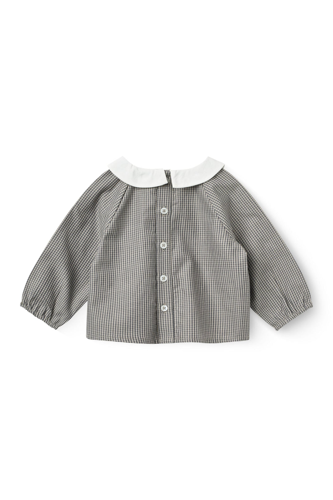 Checkered Emb. Baby Set w. Blouse and Bloomers - Grey Check Comb.