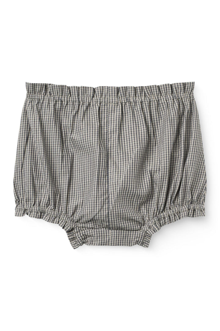 Checkered Emb. Baby Set w. Blouse and Bloomers - Grey Check Comb.