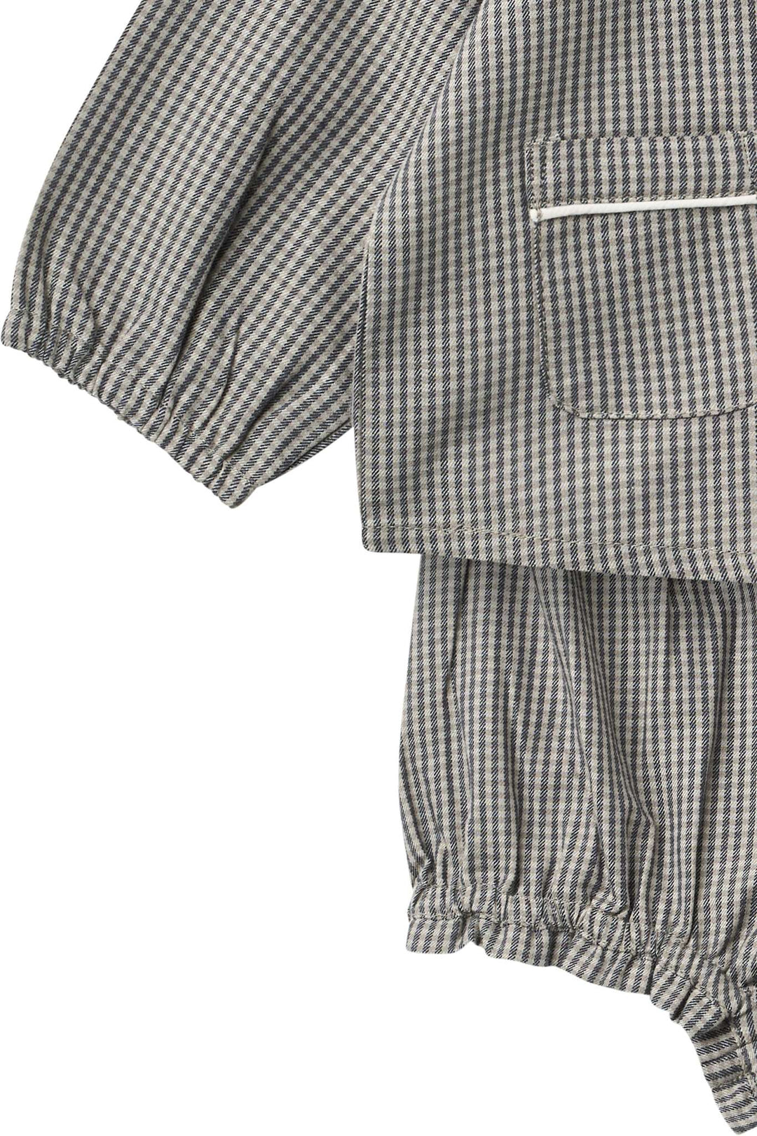 Checkered Emb. Baby Set w. Blouse and Bloomers - Grey Check Comb.
