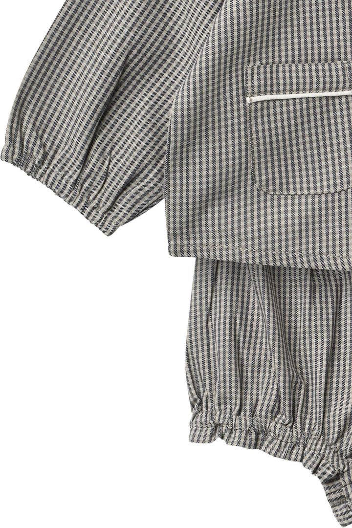 Checkered Emb. Baby Set w. Blouse and Bloomers - Grey Check Comb.