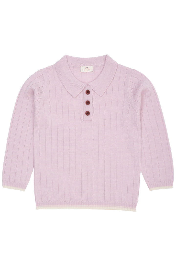 MERINO POLO SHIRT - LAVENDER/CREAM