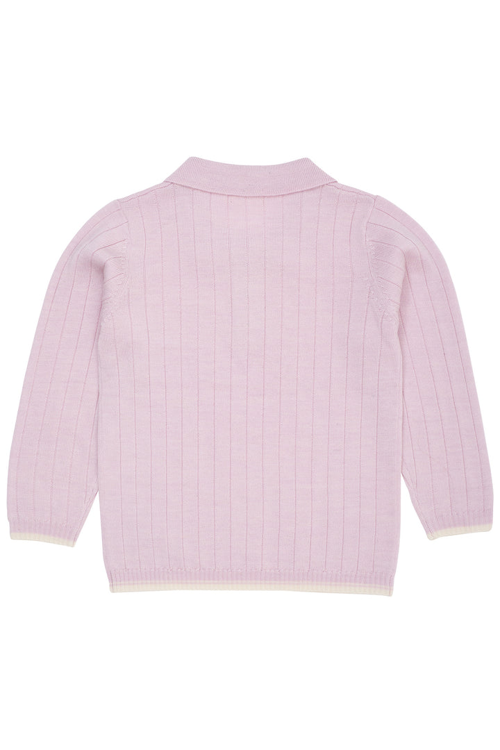 MERINO POLO SHIRT - LAVENDER/CREAM