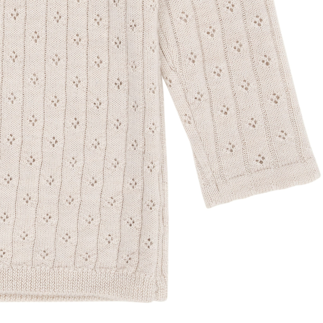 MERINO CLASSIC POINTELLE BLOUSE - PALE CREAM MELANGE