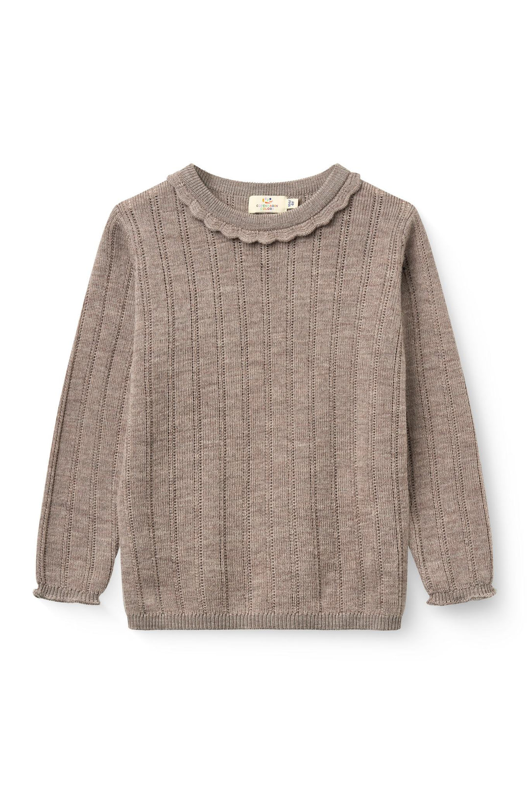 Ls Merino Pointelle Blouse - Natural Melange