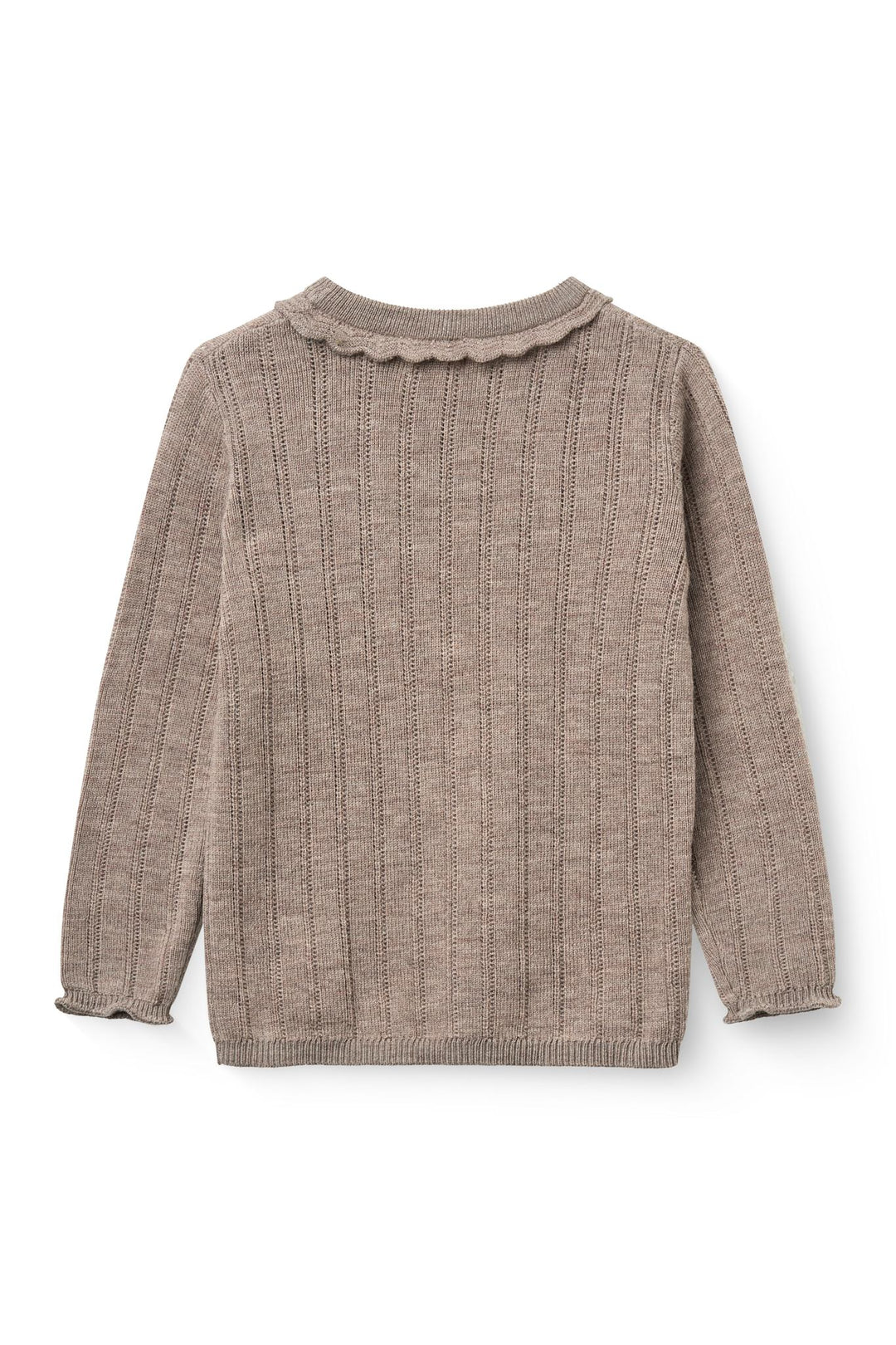 Ls Merino Pointelle Blouse - Natural Melange