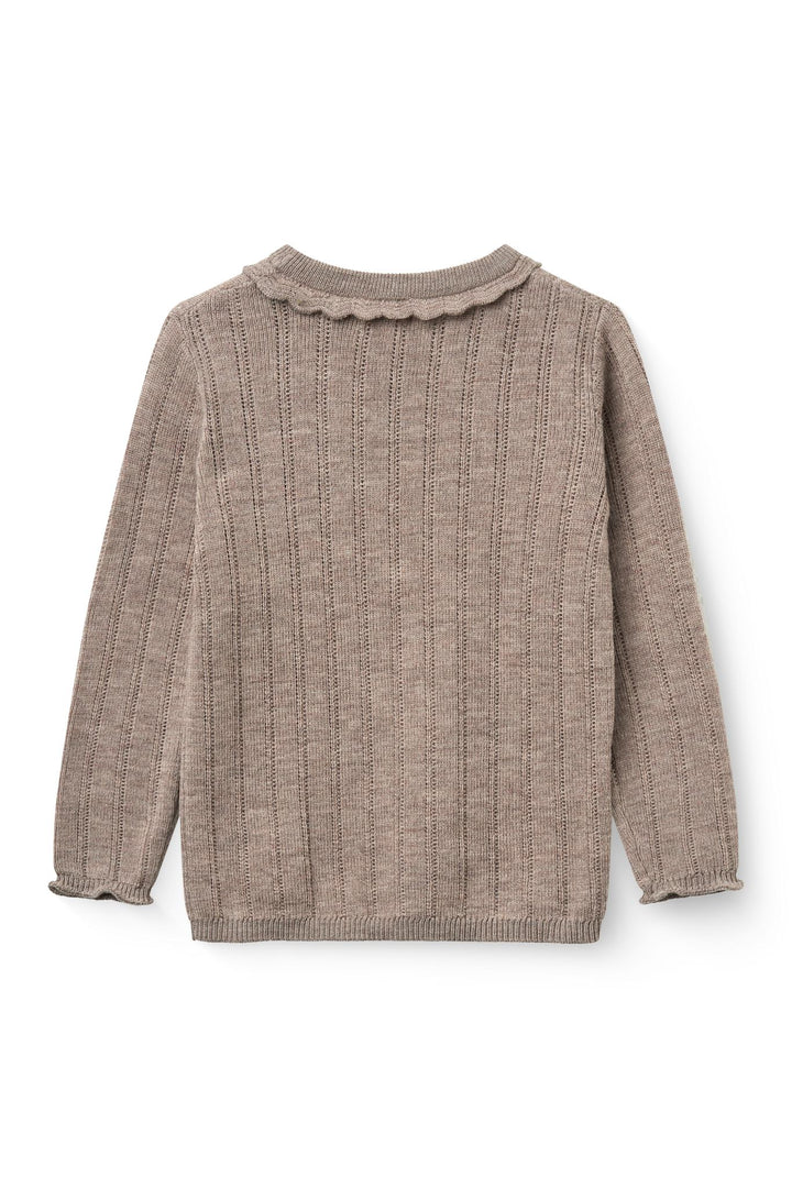Ls Merino Pointelle Blouse - Natural Melange