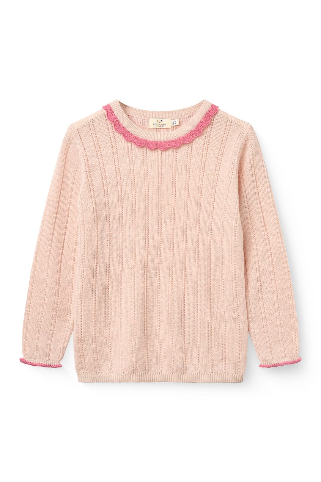 Ls Merino Pointelle Blouse - Soft Pink Comb.