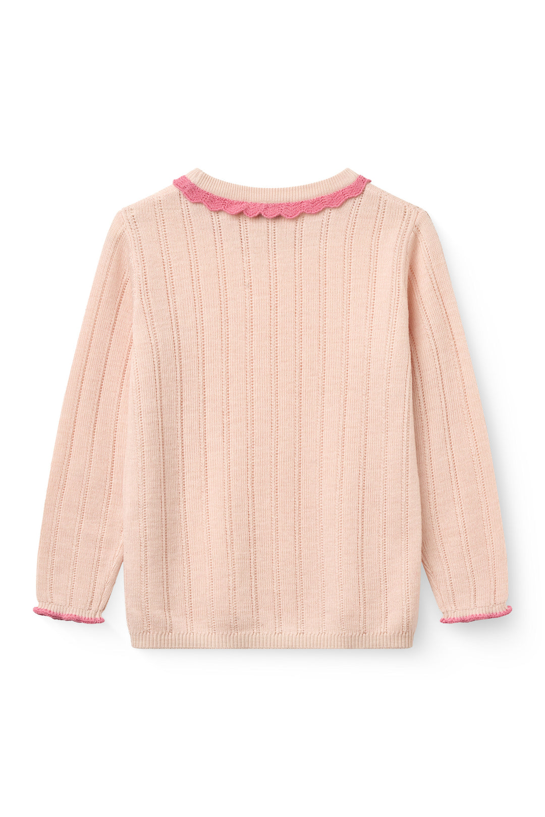 Ls Merino Pointelle Blouse - Soft Pink Comb.