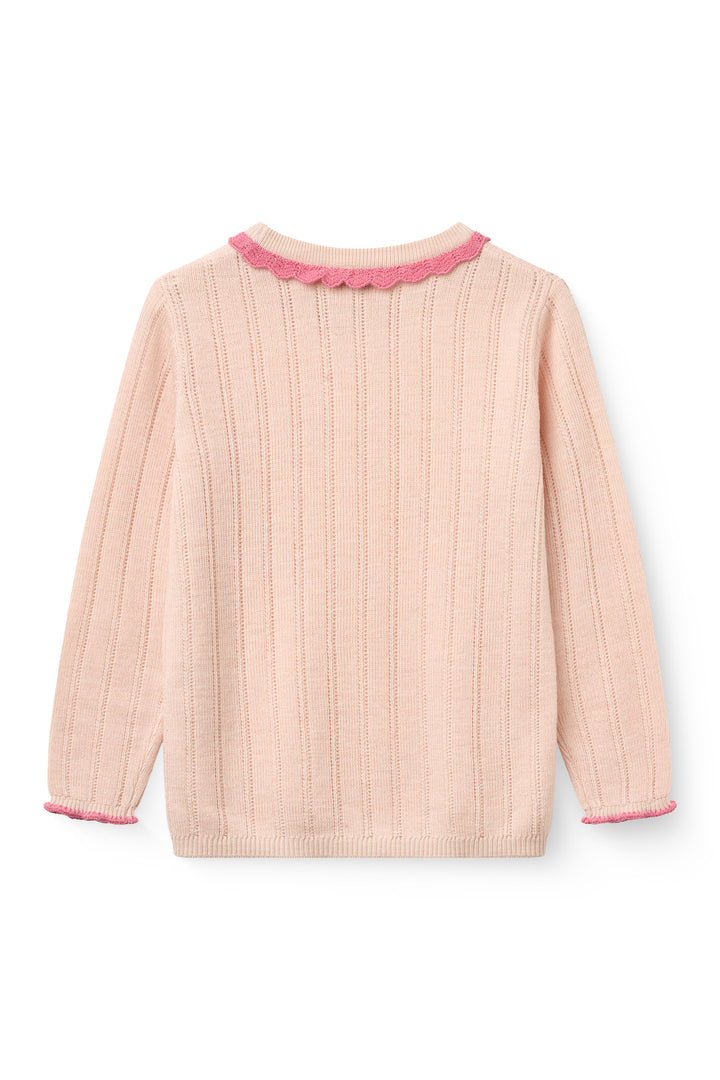 Ls Merino Pointelle Blouse - Soft Pink Comb.