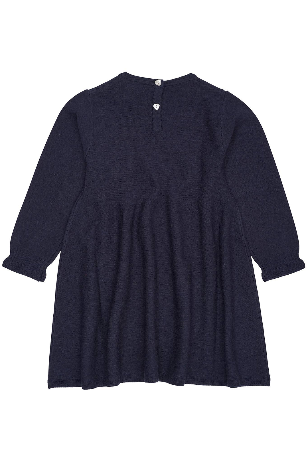 MERINO LS CABLE DRESS W. HEARTS - NAVY W. BUBBELGUM HEART