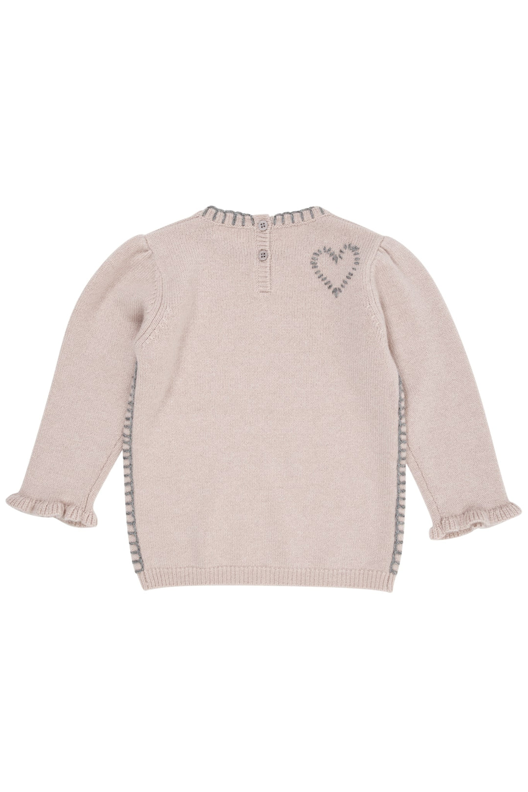 CASHMERE BLOUSE W. HEART - BEIGE
