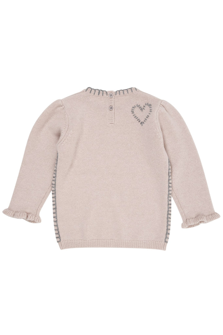 CASHMERE BLOUSE W. HEART - BEIGE