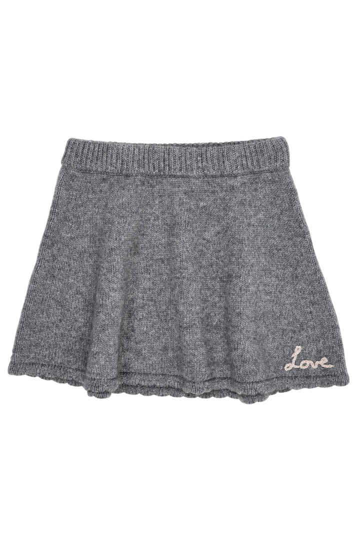CASHMERE SKIRT W. EMB. - GREY MEL