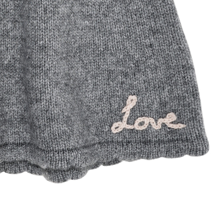 CASHMERE SKIRT W. EMB. - GREY MEL