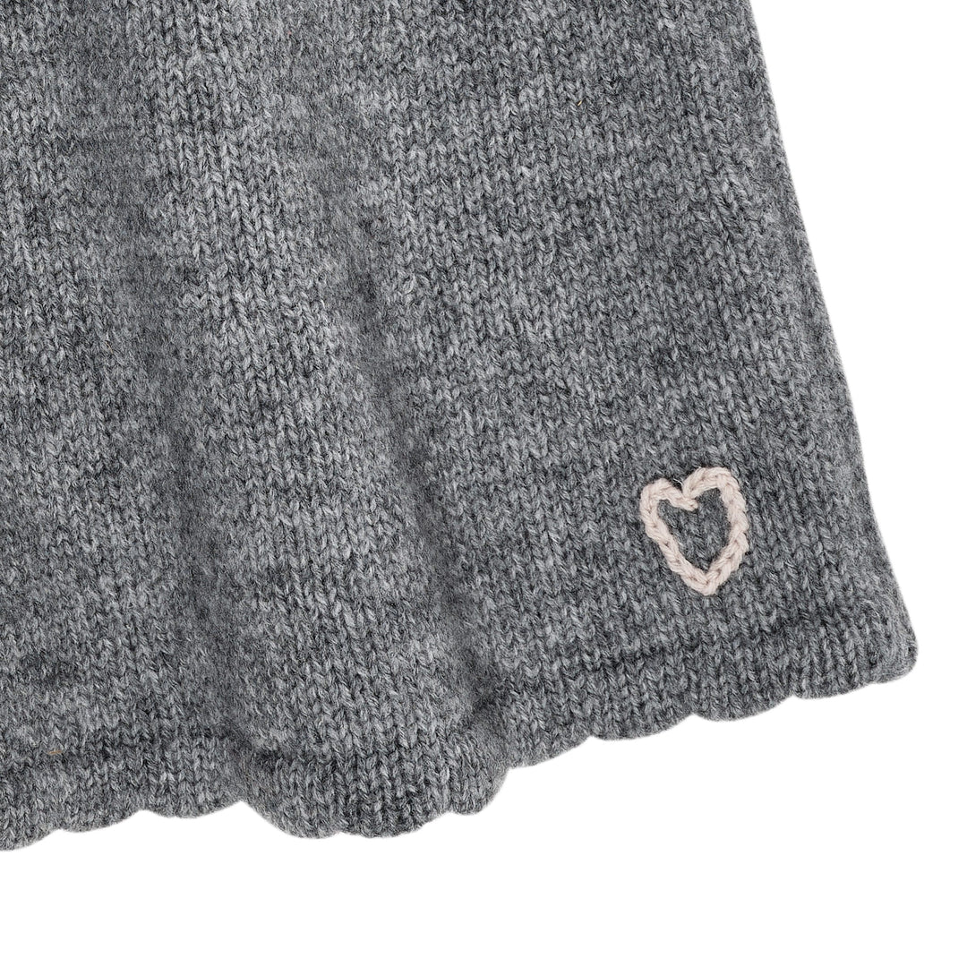 CASHMERE SKIRT W. EMB. - GREY MEL